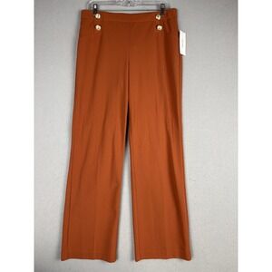 Calvin Klein Pants Womens Medium Brown Gingerbread Crepe Straight Leg Stretch